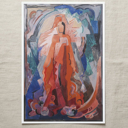 I Have Trodden the Winepress Alone by Mainie Jellett - unframed print flat lay on a linen surface