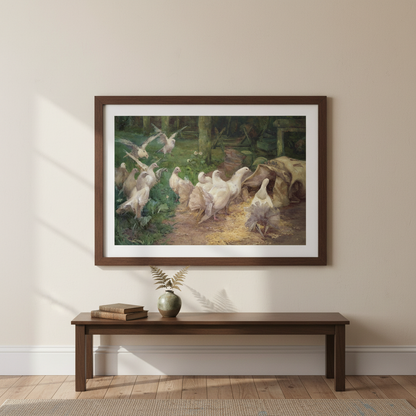 A Preliminary Investigation by Mildred Anne Butler in a dark wood frame above a low wooden bench