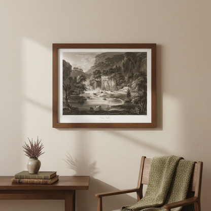 Eden Vale 1799 aquatint by Thomas Sautelle Roberts displayed in a refined Irish home interior