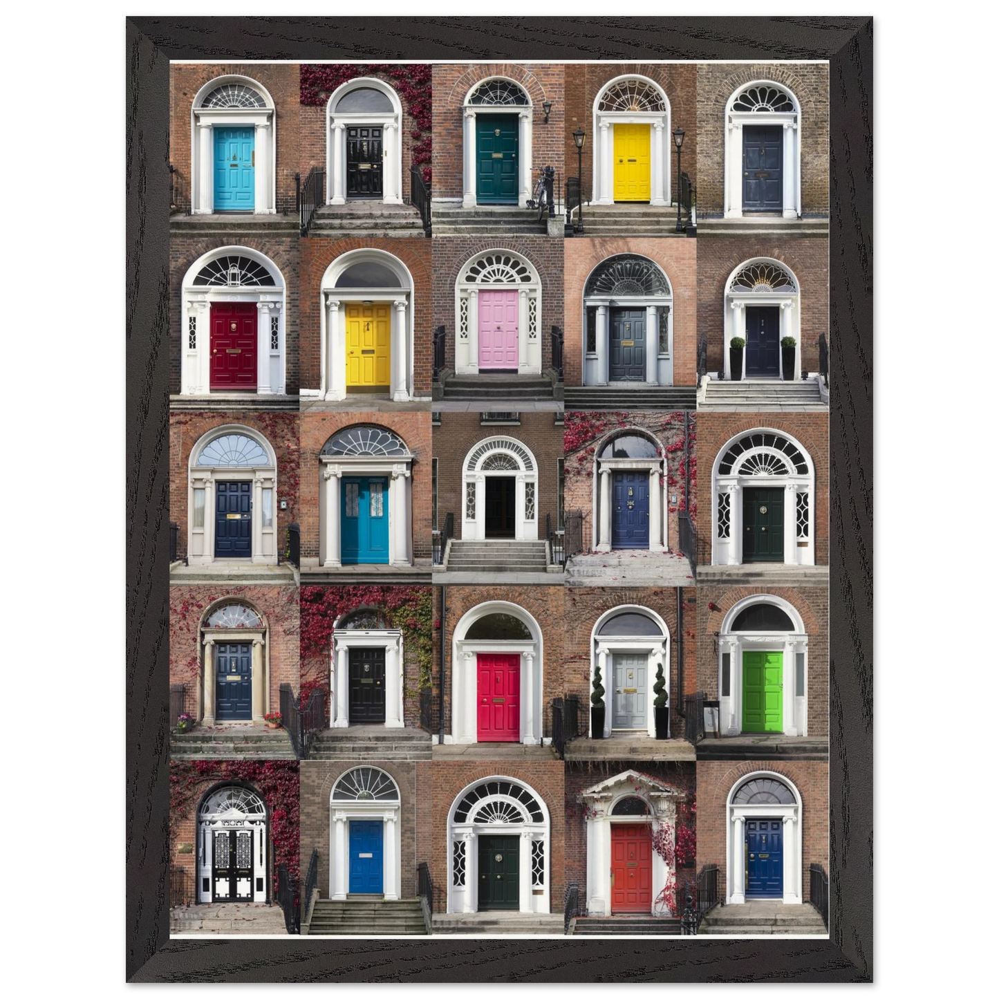 Irish architecture print – iconic Dublin doors in sustainable wooden frame