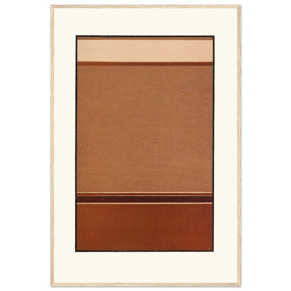 James Ward gradated tones of broken red, terracotta colour field print in natural wood frame above sideboard