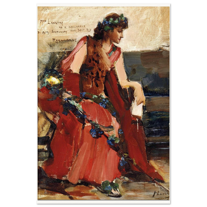 John Lavery Mrs Langtry as a Bacchante, unframed print with white border on a black background