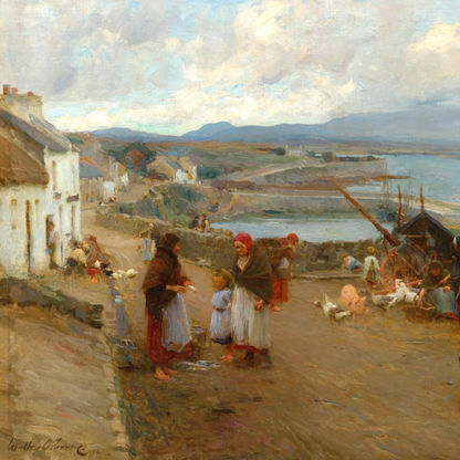 Life in Connemara, A Market Day by Walter Osborne, Irish Impressionist market scene art print