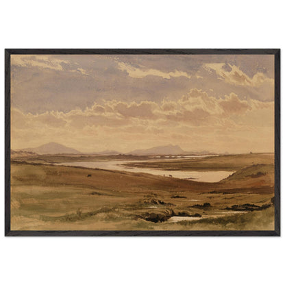 Lough Corrib landscape by Frederic William Burton framed print in a black frame
