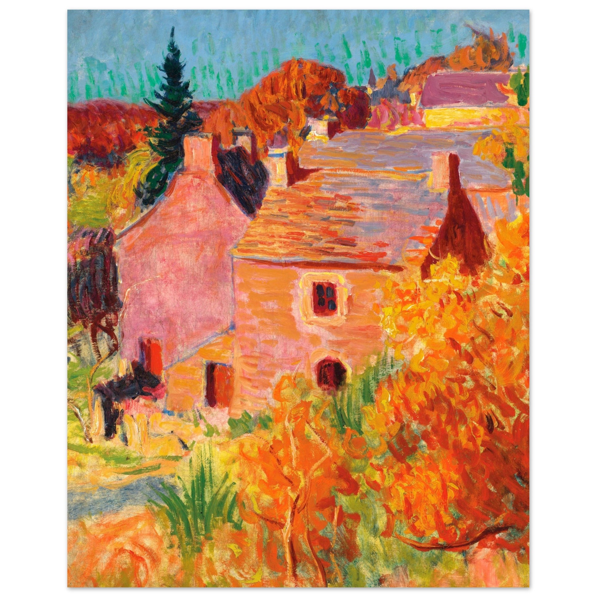 Maisons Rouges à Pont-Aven by Roderic O’Conor shown at 40 × 50 cm (16 × 20 inches) scale
