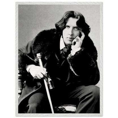 Detailed view of premium oak frame with shatterproof plexiglass protecting Oscar Wilde portrait