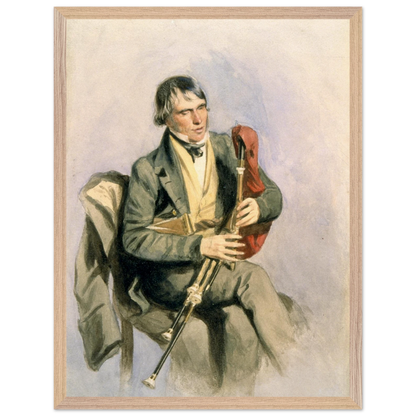 Paddy Conneely, The Galway Piper in a natural oak frame