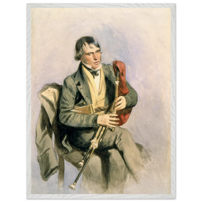 Paddy Conneely The Galway Piper print in a whitewashed frame, straight-on