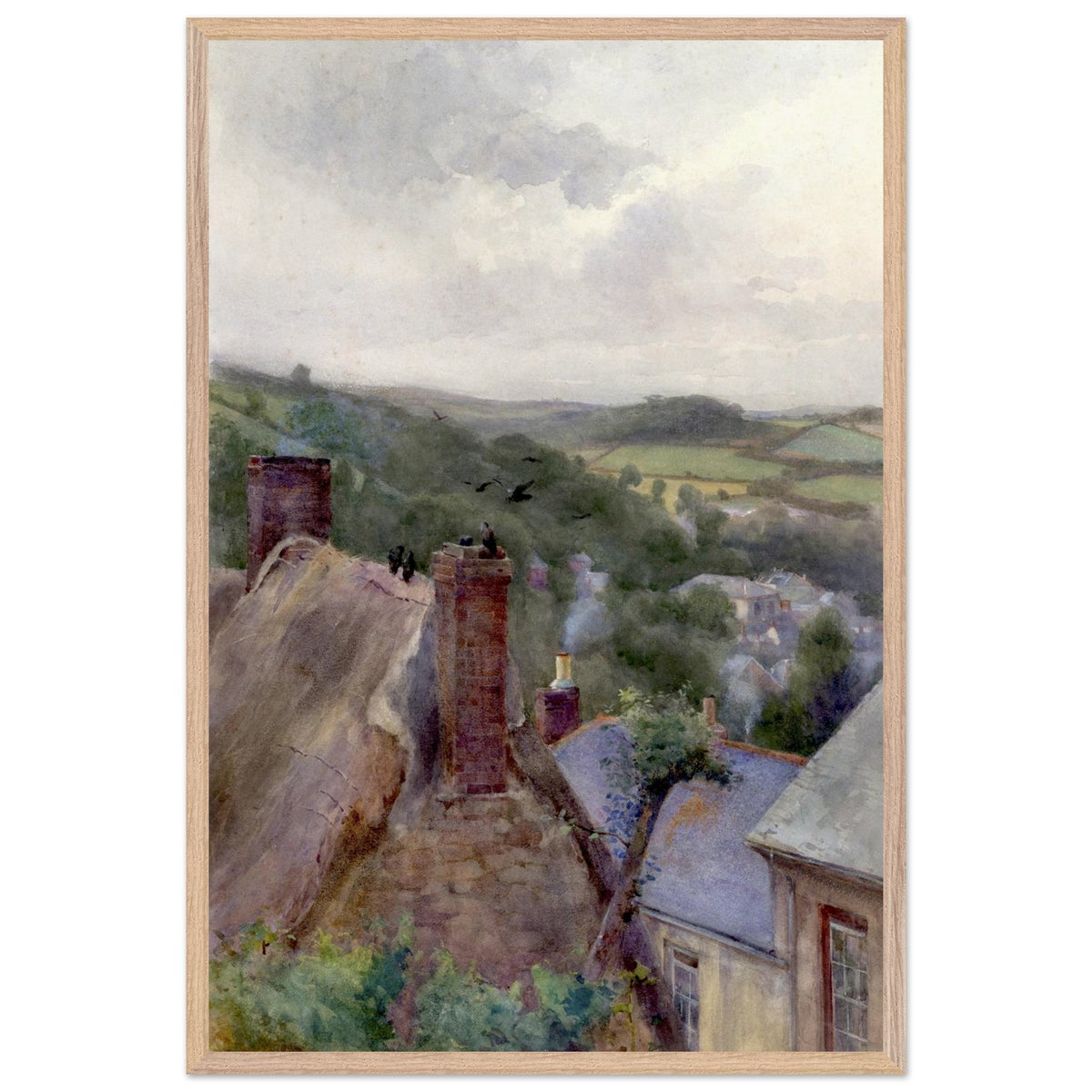 Rooftops, Thomastown, Kilkenny by Mildred Anne Butler in an oak frame, full front view
