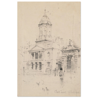 Rose Barton sketch of the Bedford Tower in Dublin Castle Upper Castle Yard, unframed print