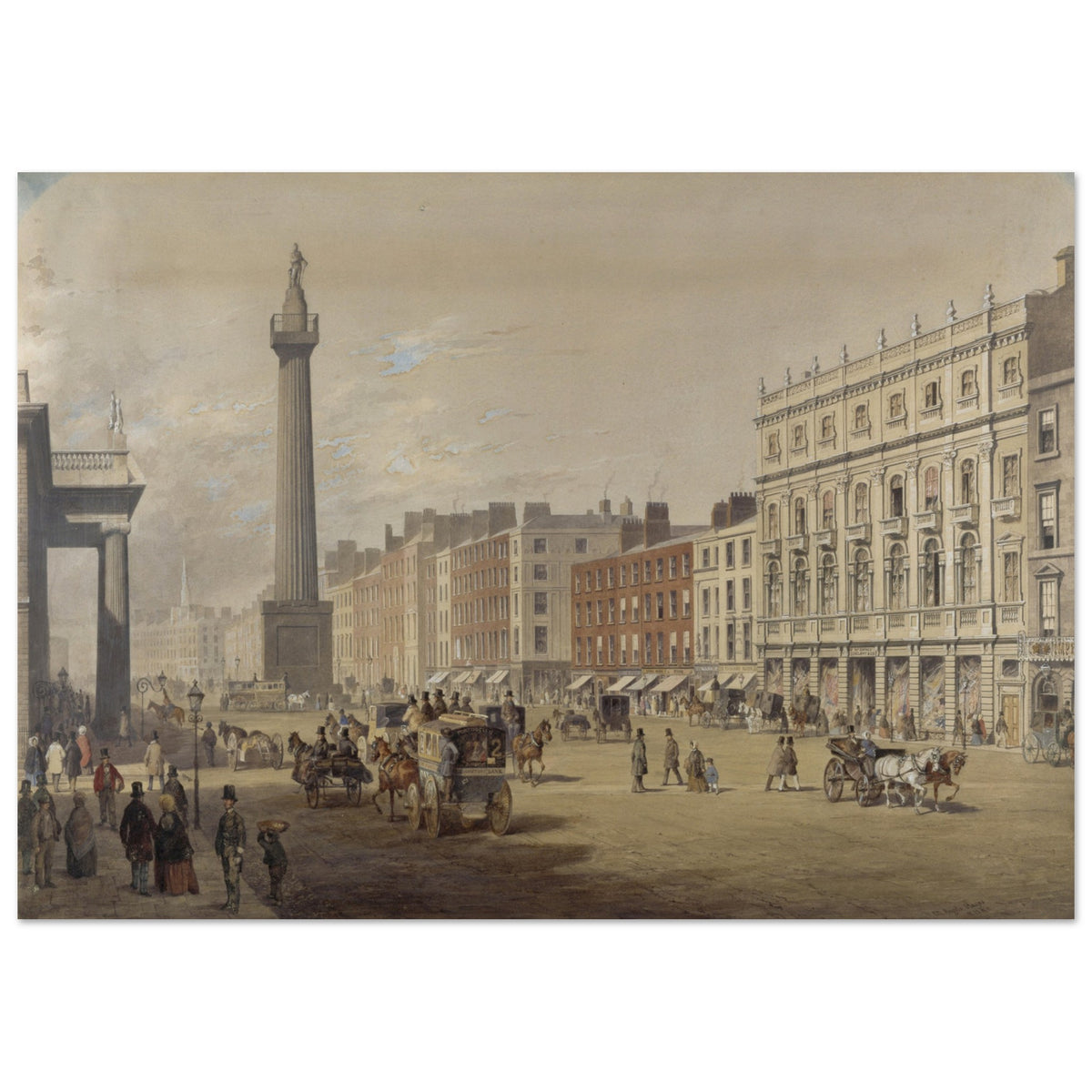 Sackville Street, Dublin by Michael Angelo Hayes, unframed print, straight-on view