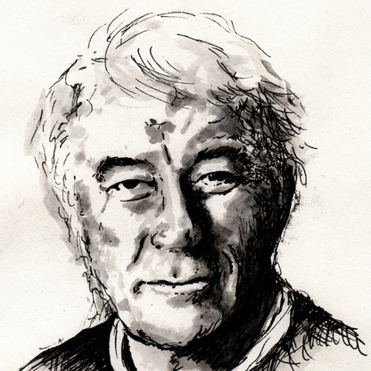 Seamus Heaney “The Squat Pen” portrait by B. Mullan, Gallery Edition Irish portrait art print