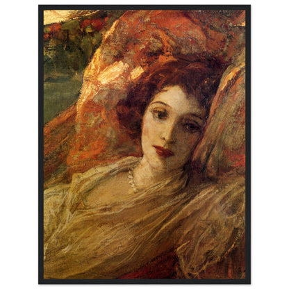 Sir John Lavery The Red Hammock print in a black frame, straight-on