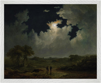 The Poachers (c.1830s) by James Arthur O’Connor in white gallery frame, Irish Romantic landscape art print Buy irish Art