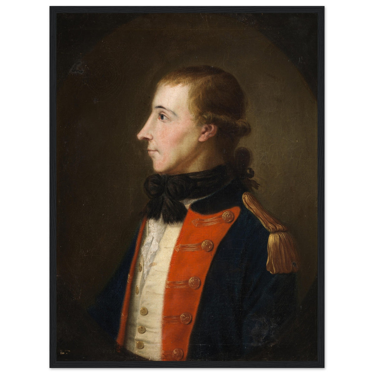 Wolfe Tone, father of Irish republicanism, portrait in French uniform in a large black frame