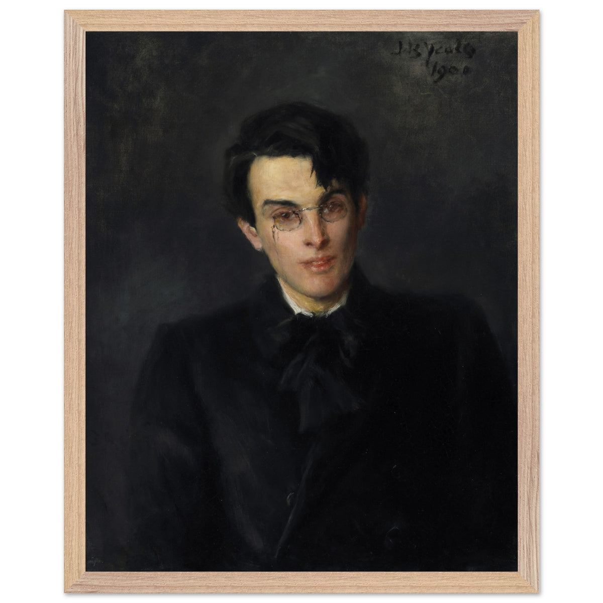 Portrait of W. B. Yeats by John Butler Yeats print in a natural oak frame