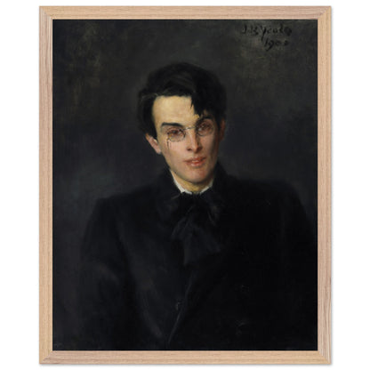 Portrait of W. B. Yeats by John Butler Yeats print in a natural oak frame