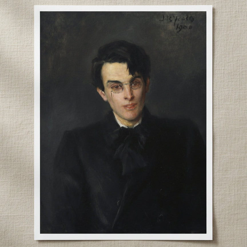Portrait of W. B. Yeats by John Butler Yeats unframed print with a white border on linen