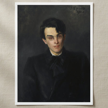 Portrait of W. B. Yeats by John Butler Yeats unframed print with a white border on linen