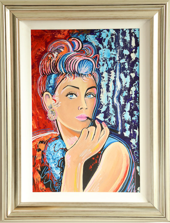 "Breakfast at Tiffany's" is an original painting on canvas by Irish Artist  Ó Maoláin, it depicts the movie star Audrey Hepburn and it reminds us of the old romantic ideals of Hollywood