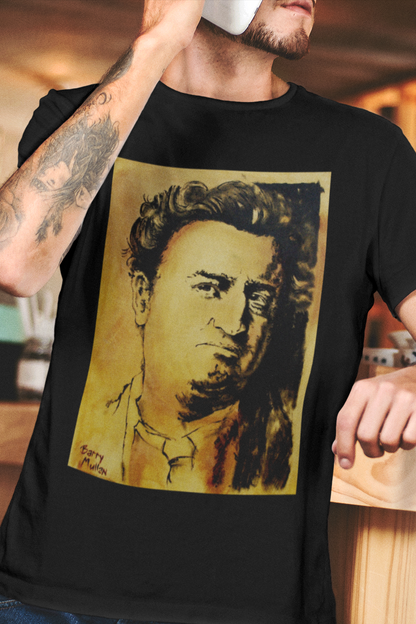 Brendan Behan Irish writer t-shirt featuring literary portrait design
