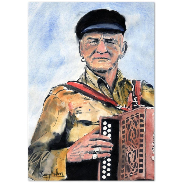The King of Tory is an open edition giclee print by Irish artist B Mullan. The print depicts the King of Tory (Irish: Rí Thoraí) is a customary title used by inhabitants of the island of Tory off the coast of County Donegal, Ireland. The title was last claimed by Dublin-born Patsy Dan Rodgers (Irish: Patsaí Dan Mac Ruaidhrí) who died in Dublin after a battle with cancer in October 2018.