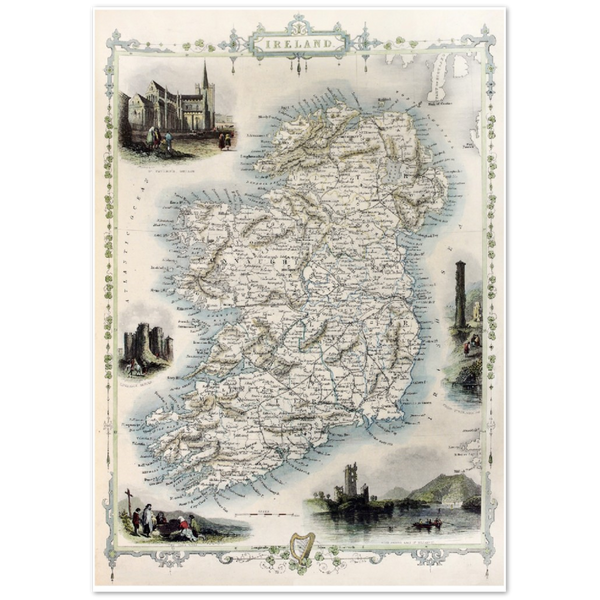 Old Map of Ireland Vintage Antique Print