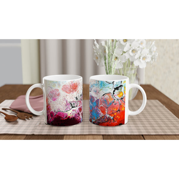 Vibrant Multicolour Minimalist Abstract White 11oz Ceramic Mug