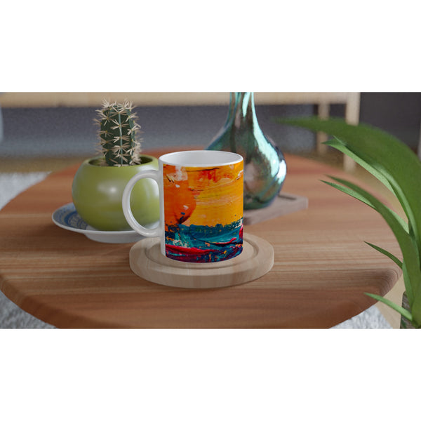 Vibrant Multicolour Abstract White 11oz Ceramic Mug